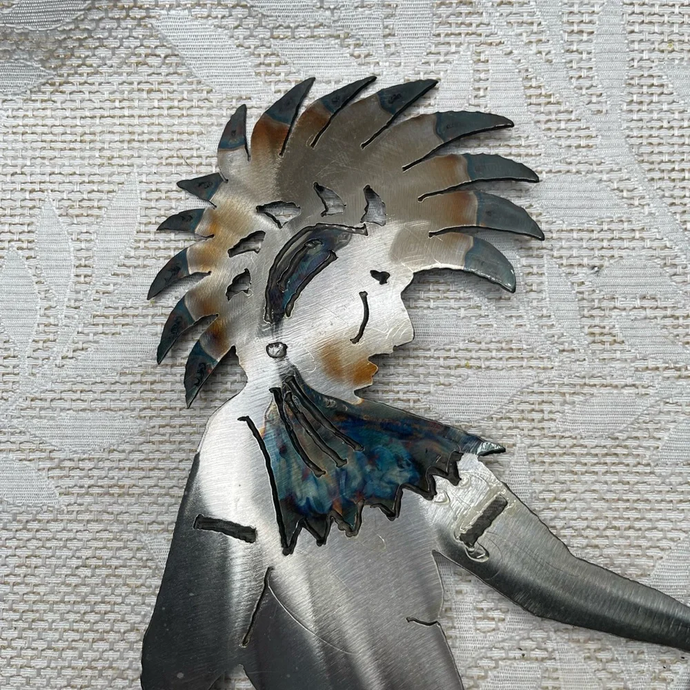 Vintage Metal Wall Art Native American Dancing W/Rings 12